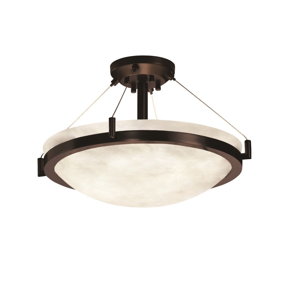 Justice Design Group CLD-9681-35-DBRZ-LED3-3000 Clouds 18" Round Bowl LED Semi Flush Mount with Ring in Dark Bronze