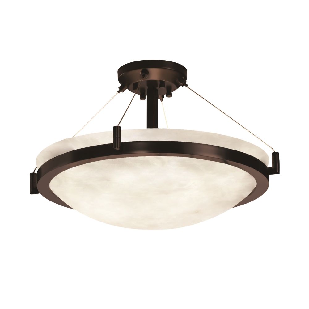 Justice Design Group CLD-9684-35-DBRZ-LED6-6000 Clouds 36" Round Bowl LED Semi Flush Mount with Ring in Dark Bronze