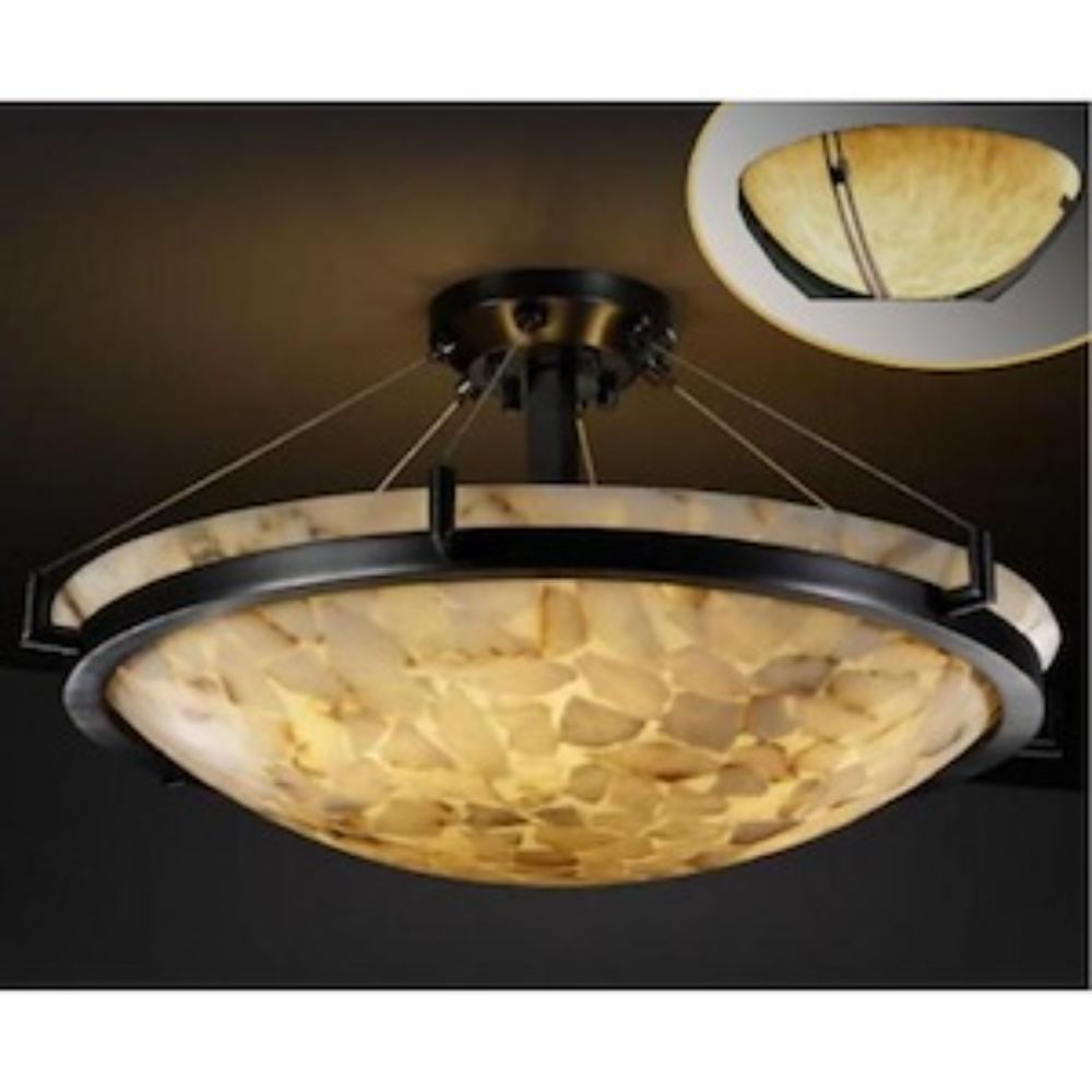 Justice Design Group CLD-9689-35-DBRZ Clouds 60" Round Bowl Semi Flush Mount with Ring in Dark Bronze