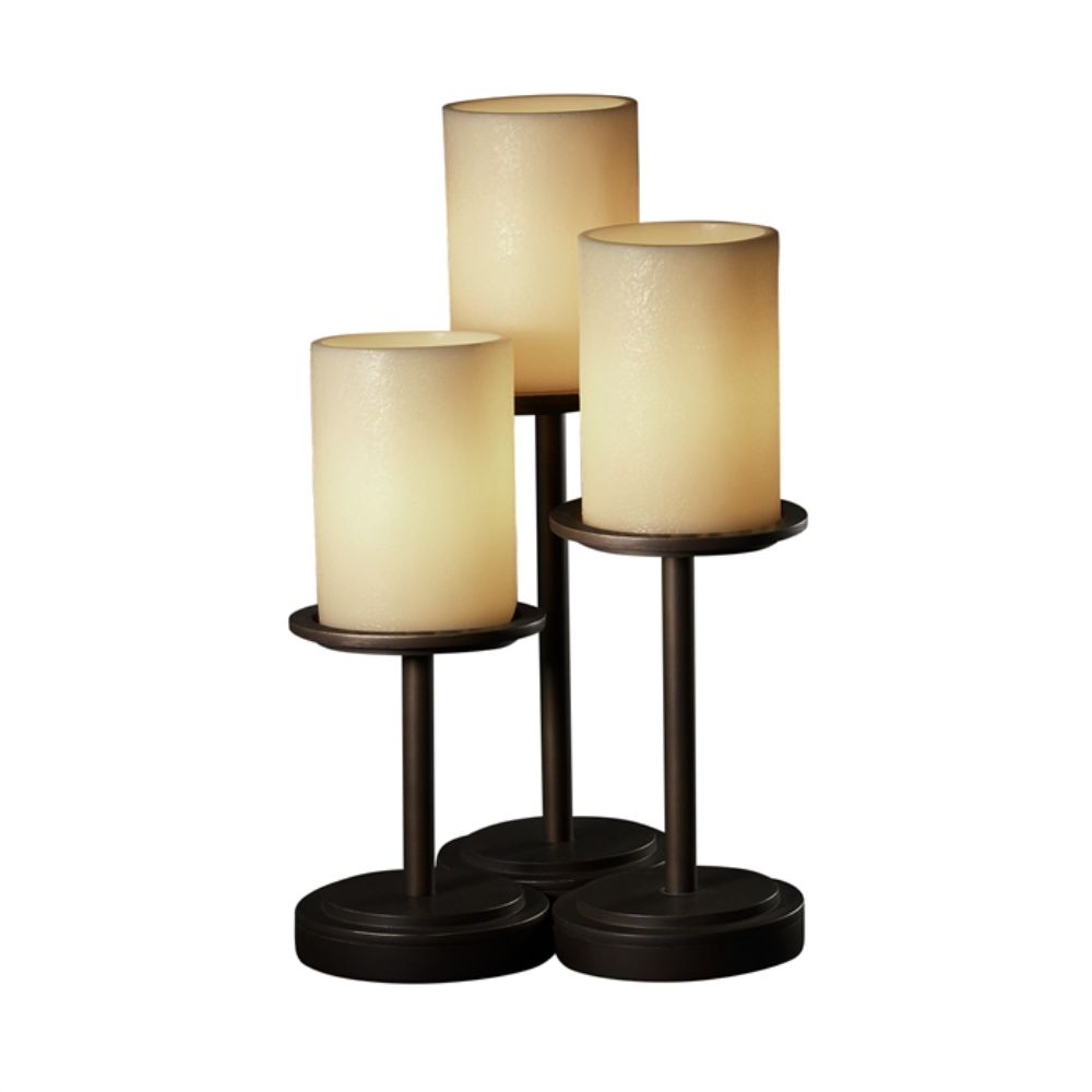 Justice Design Group CNDL-8797-10-CREM-DBRZ CandleAria Dakota 3 Light Table Lamp in Dark Bronze