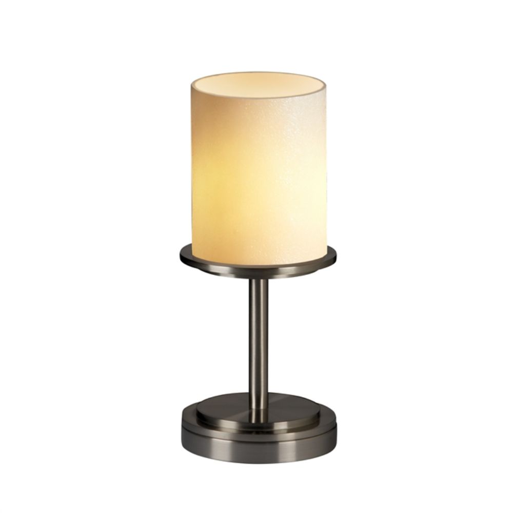 Justice Design Group CNDL-8798-10-AMBR-NCKL CandleAria Dakota 1 Light Short Table Lamp in Brushed Nickel