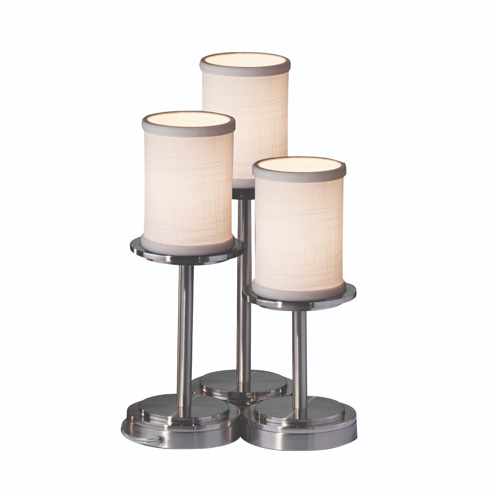 Justice Design Group FAB-8797-10-CREM-DBRZ-LED3-2100 Textile Dakota 3 Light LED Table Lamp in Dark Bronze