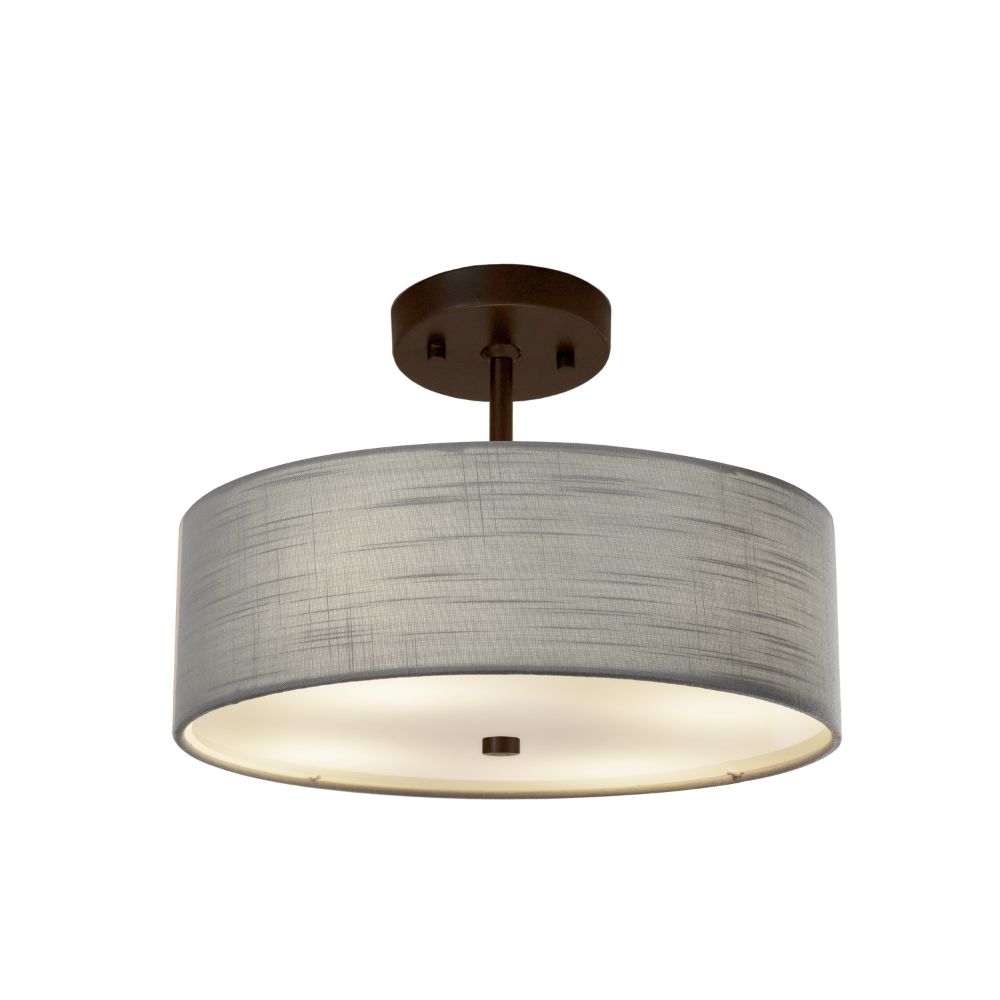 Justice Design Group FAB-9590-GRAY-BRSS Classic 14â? Drum Pendant in Brushed Brass