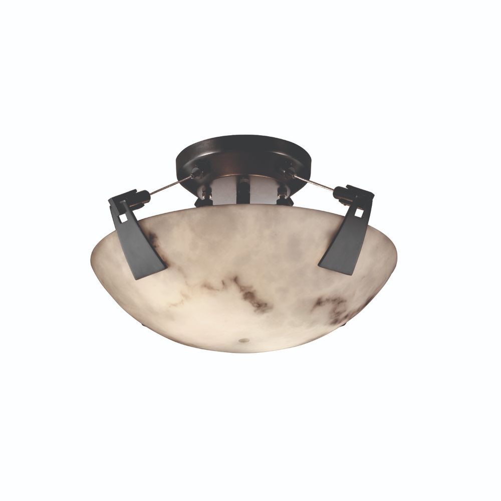 Justice Design Group FAL-9630-25-DBRZ LumenAria 14" Bowl Semi Flush Mount with Tapered Clips in Dark Bronze