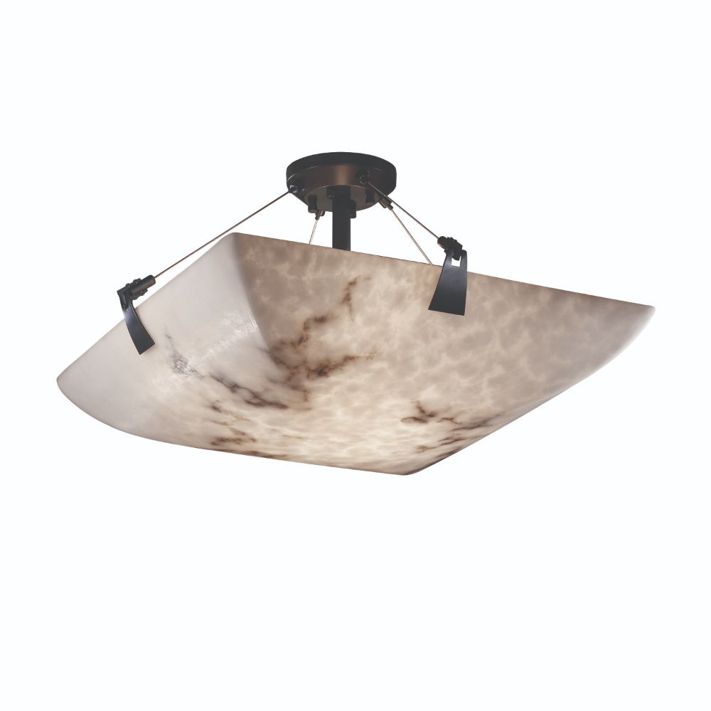 Justice Design Group FAL-9631-35-DBRZ LumenAria 18" Bowl Semi Flush Mount with Tapered Clips in Dark Bronze