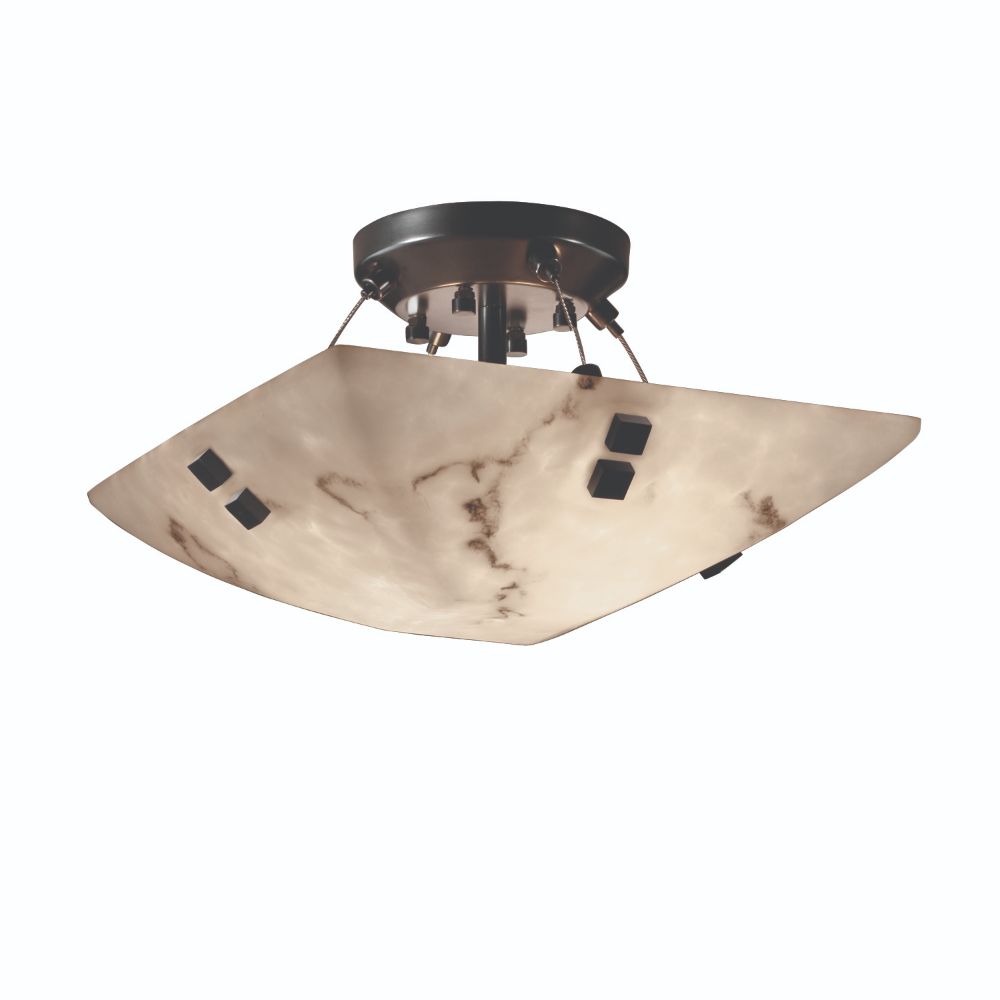 Justice Design Group FAL-9650-35-DBRZ-F1-LED2-2000 LumenAria 14" Bowl LED Semi Flush Mount with Finials in Dark Bronze