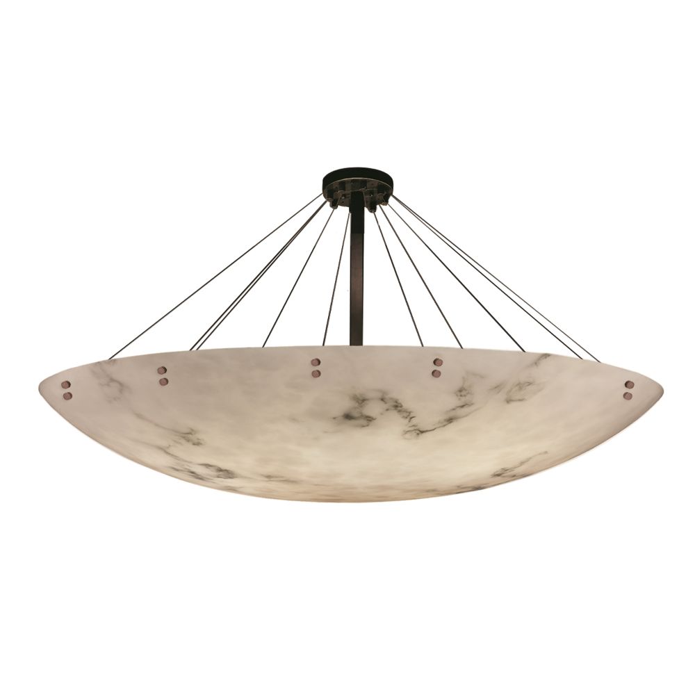 Justice Design Group FAL-9658-35-DBRZ-F1-LED12-12000 LumenAria 72" Round Bowl LED Semi Flush Mount with Finials in Dark Bronze