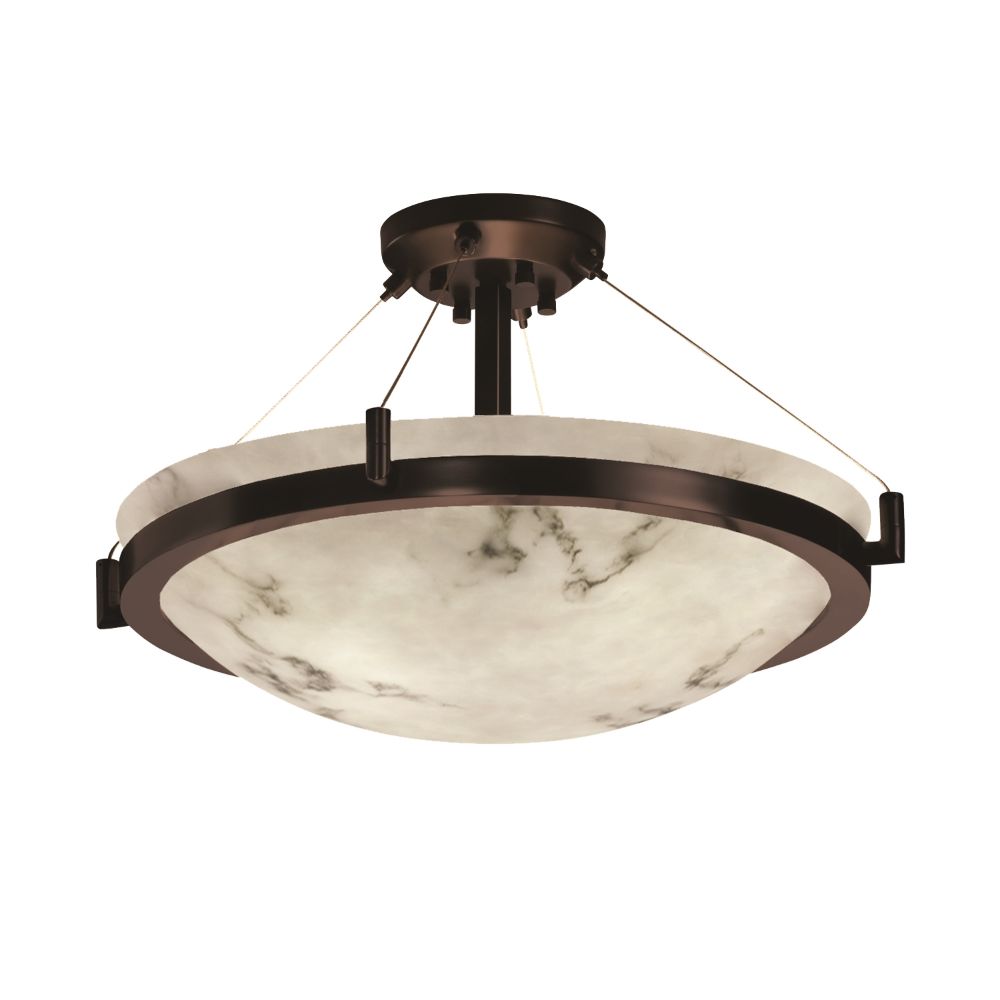 Justice Design Group FAL-9684-35-DBRZ-LED6-6000 LumenAria 36" Round Bowl LED Semi Flush Mount with Ring in Dark Bronze