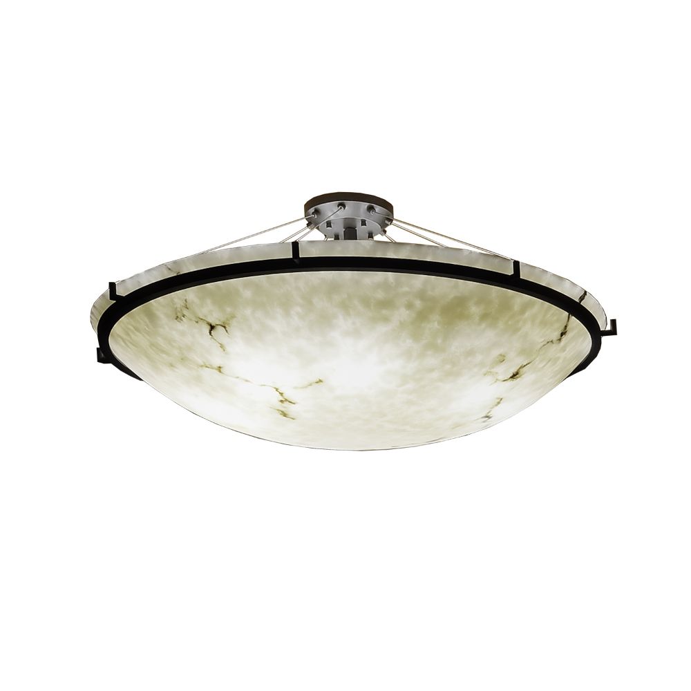 Justice Design Group FAL-9687-35-DBRZ-LED6-6000 LumenAria 48" Round Bowl LED Semi Flush Mount with Ring in Dark Bronze