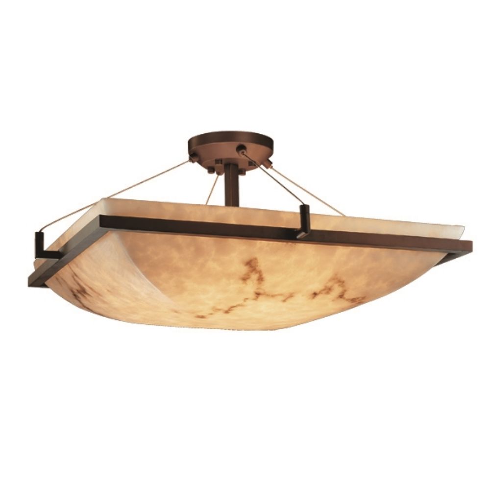 Justice Design Group FAL-9782-25-DBRZ-LED5-5000 LumenAria 24" Square Bowl LED Semi Flush Mount with Ring in Dark Bronze