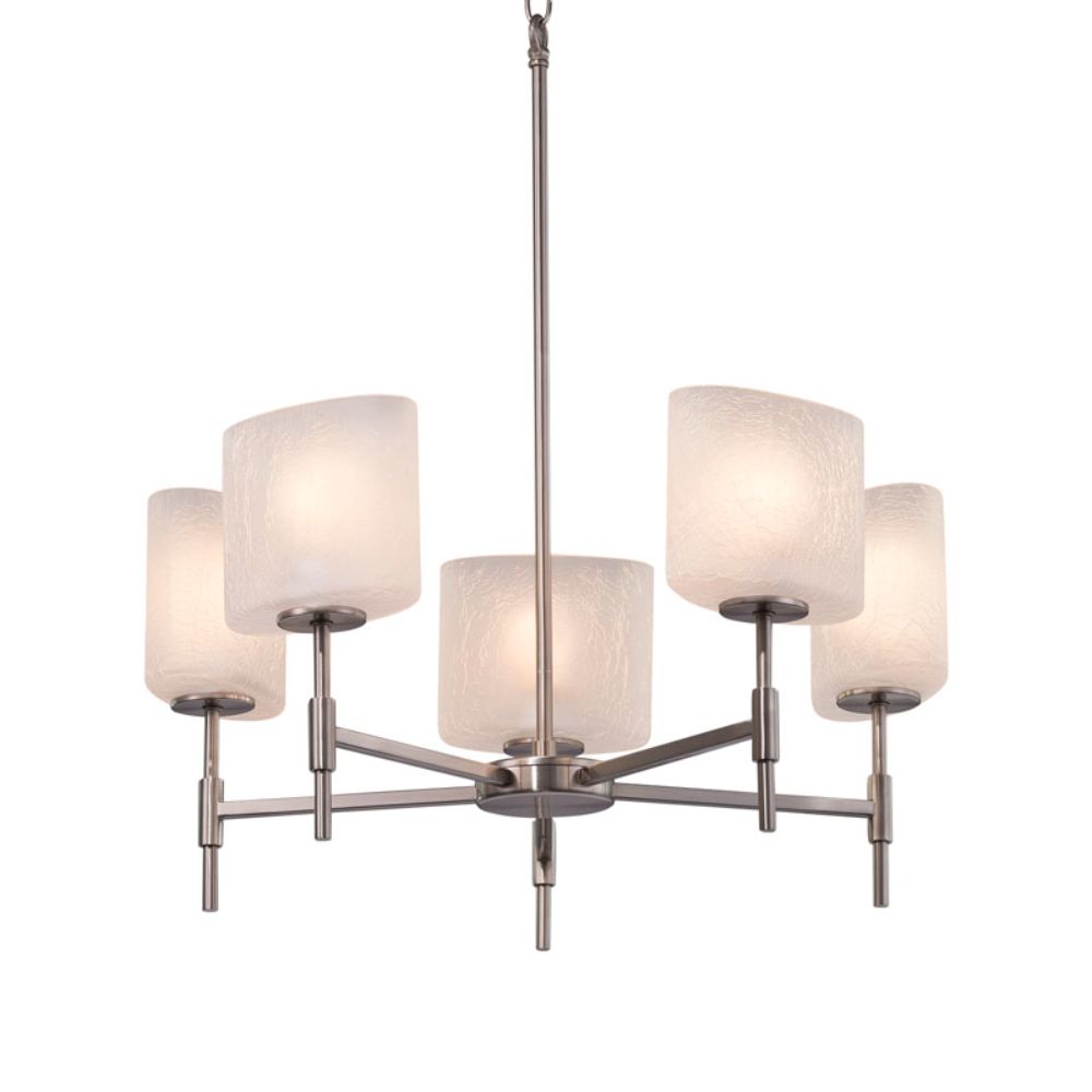 Justice Design Group FSN-8410-20-MROR-CROM Fusion Union 5 Light Chandelier in Polished Chrome