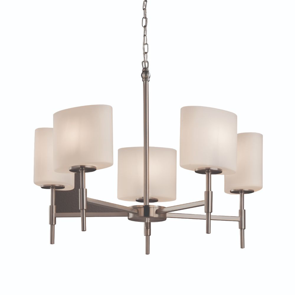Justice Design Group FSN-8410-30-CRML-CROM Fusion Union 5 Light Chandelier in Polished Chrome