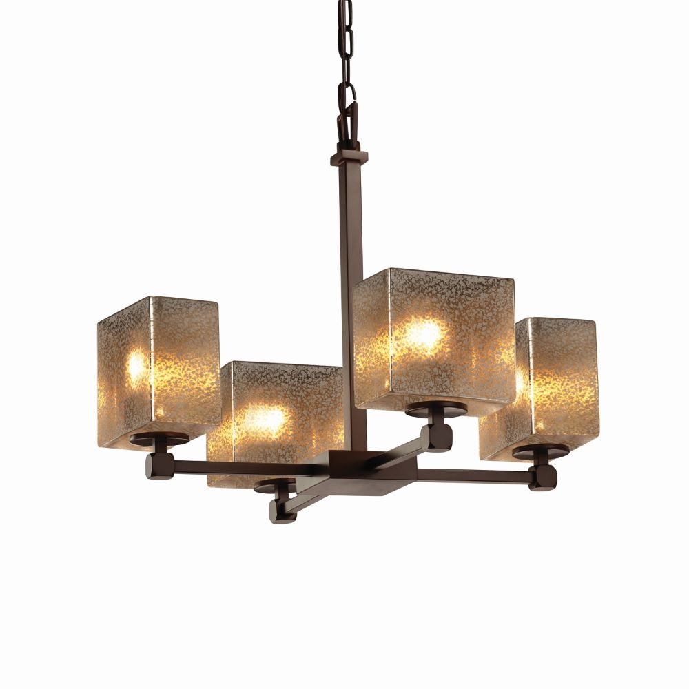 Justice Design Group FSN-8420-15-CRML-CROM Fusion Tetra 4 Light Chandelier in Polished Chrome