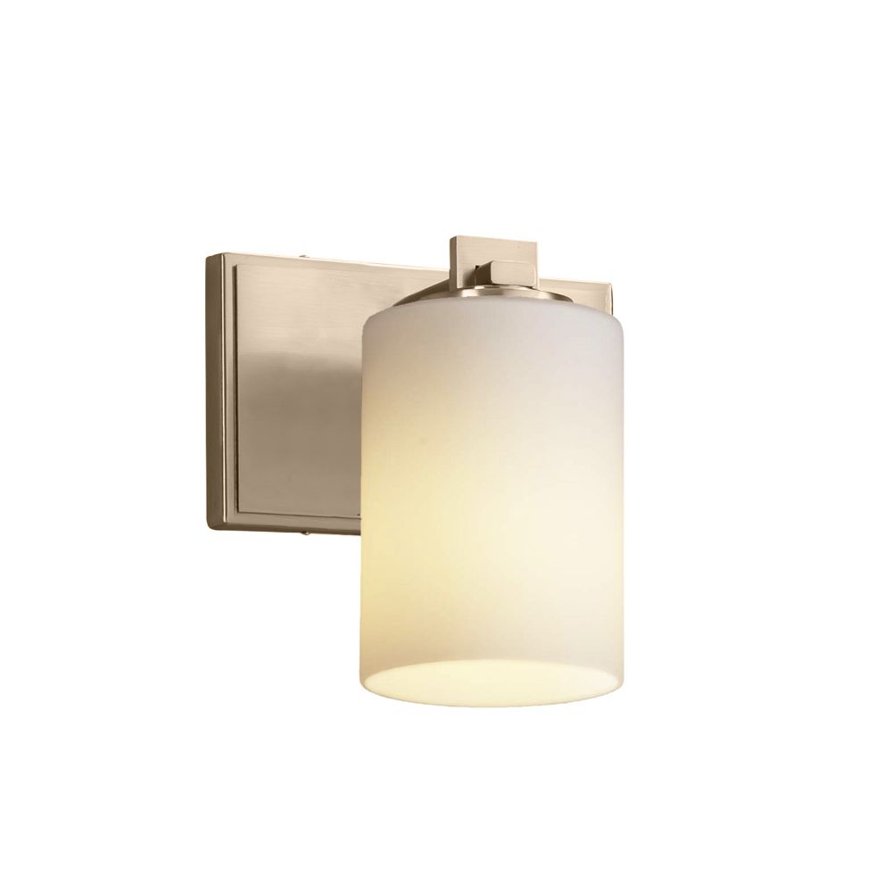 Justice Design Group FSN-8441-10-CRML-NCKL Fusion Era 1 Light Wall Sconce in Brushed Nickel
