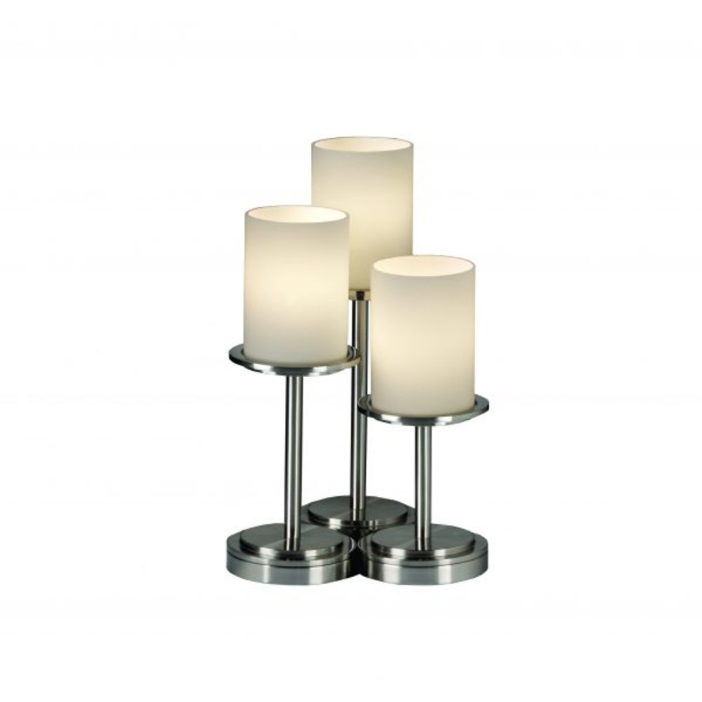 Justice Design Group FSN-8797-10-ALMD-NCKL Fusion Dakota 3 Light Table Lamp in Brushed Nickel