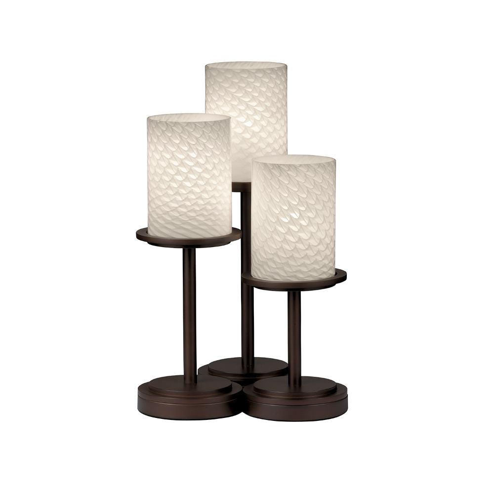 Justice Design Group FSN-8797-10-CRML-DBRZ Fusion Dakota 3 Light Table Lamp in Dark Bronze