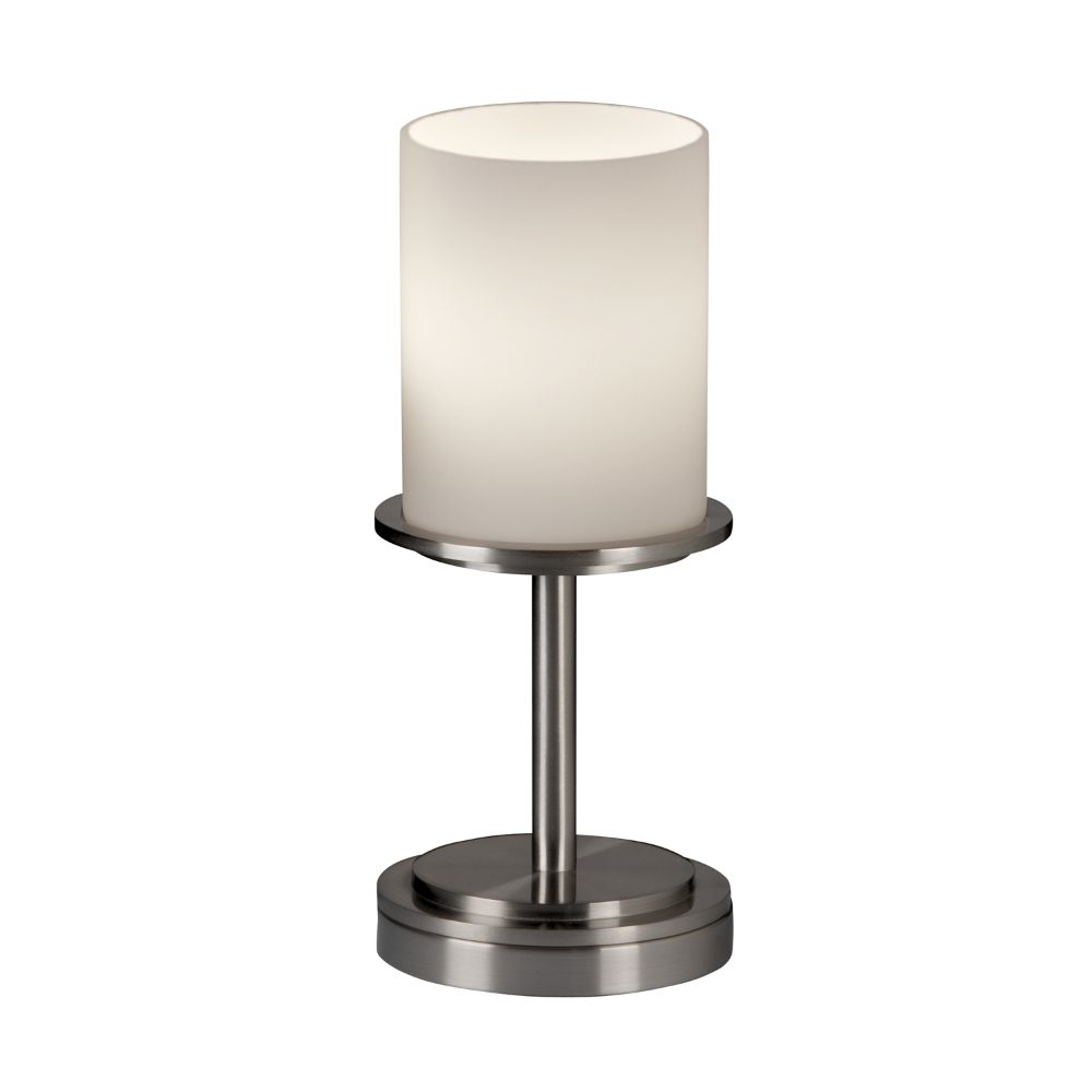 Justice Design Group FSN-8798-10-ALMD-NCKL Fusion Dakota 1 Light Short Table Lamp in Brushed Nickel