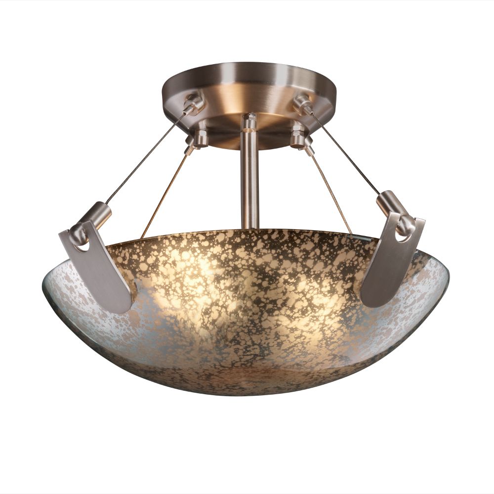 Justice Design Group FSN-9610-35-OPAL-DBRZ-LED2-2000 Fusion 14" Bowl LED Semi Flush Mount with U Clips in Dark Bronze