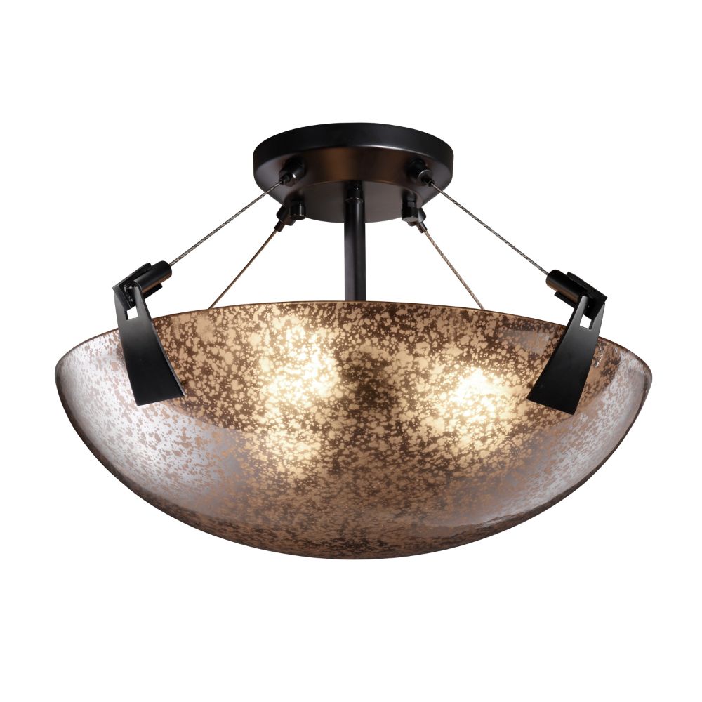 Justice Design Group FSN-9631-35-OPAL-DBRZ Fusion 18" Bowl Semi Flush Mount with Tapered Clips in Dark Bronze
