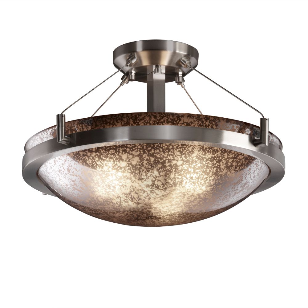 Justice Design Group FSN-9681-35-OPAL-DBRZ-LED3-3000 Fusion 18" Round Bowl LED Semi Flush Mount with Ring in Dark Bronze