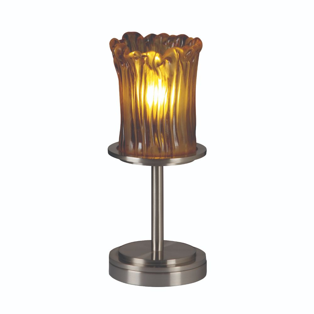 Justice Design Group GLA-8798-16-CLRT-NCKL Veneto Luce Dakota 1 Light Short Table Lamp in Brushed Nickel