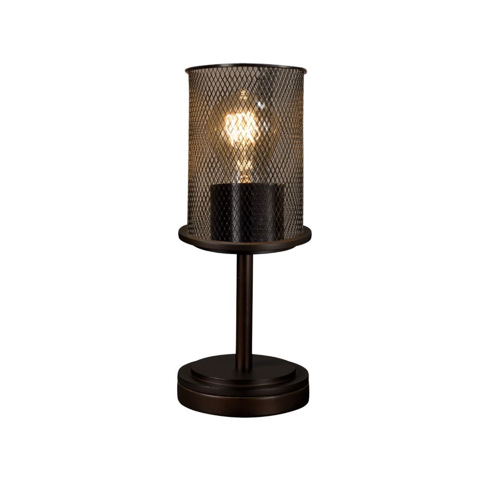 Justice Design Group MSH-8798-10-DBRZ Wire Mesh Dakota 1 Light Short Table Lamp in Dark Bronze