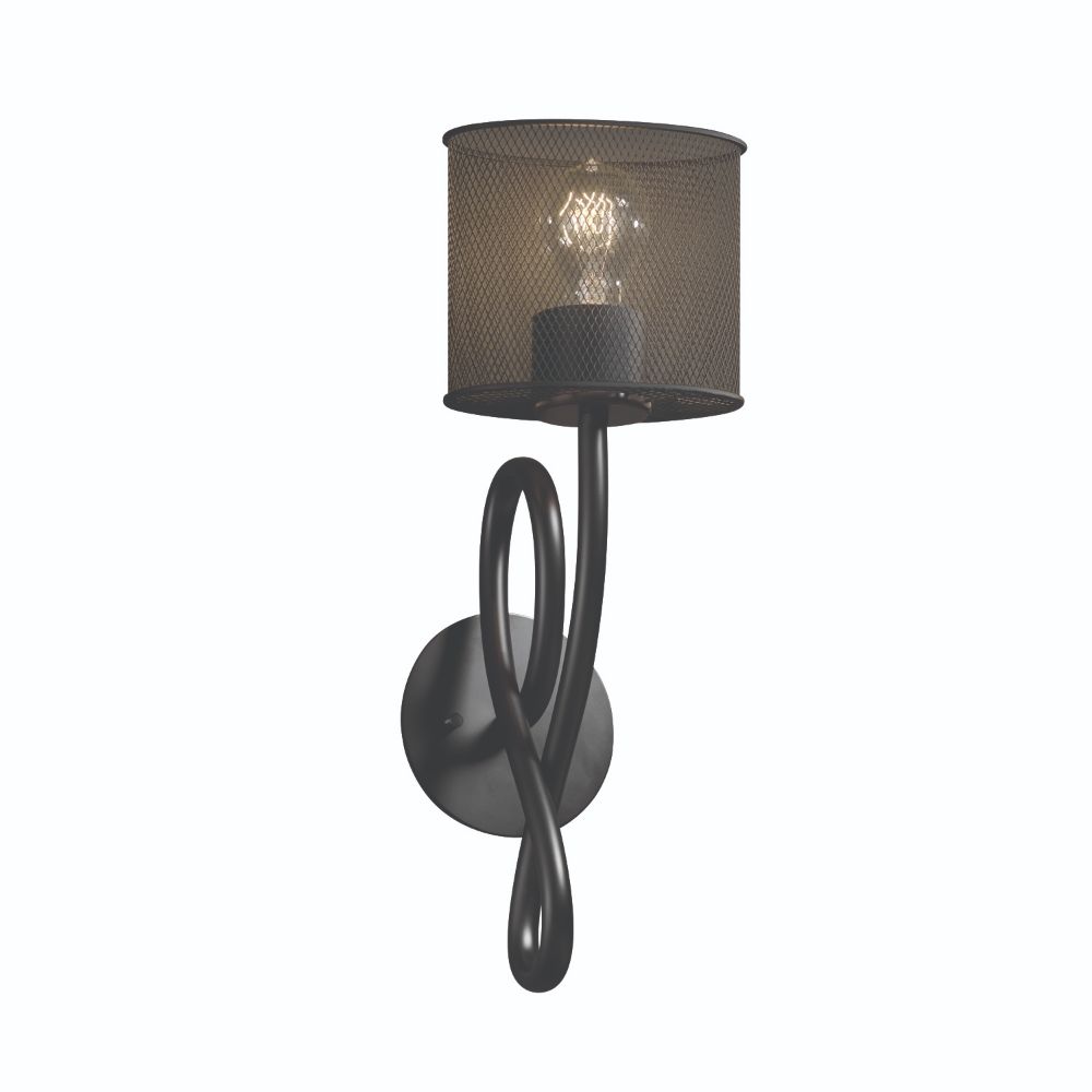 Justice Design Group MSH-8911-10-MBLK Wire Mesh Capellini 1 Light Wall Sconce in Matte Black