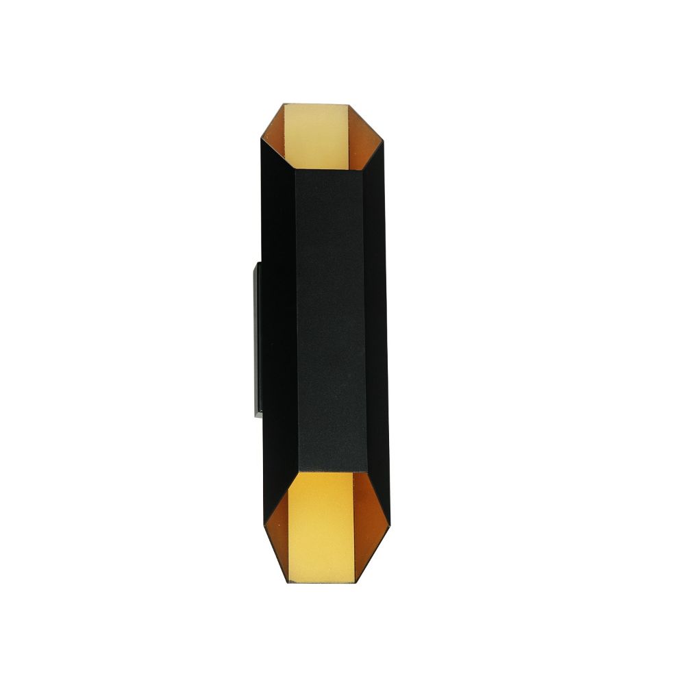 Justice Design Group NSH-4092W-MBBR Monterey 2-Light LED Outdoor Wall Sconce in Matte Black Exterior W/ Brass Interior