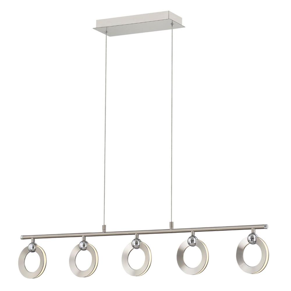 Justice Design NSH-8127-NCCR Hermosa LED 5-Light Linear Chandelier in Brushed Nickel w/ Chrome Accents (NCCR)