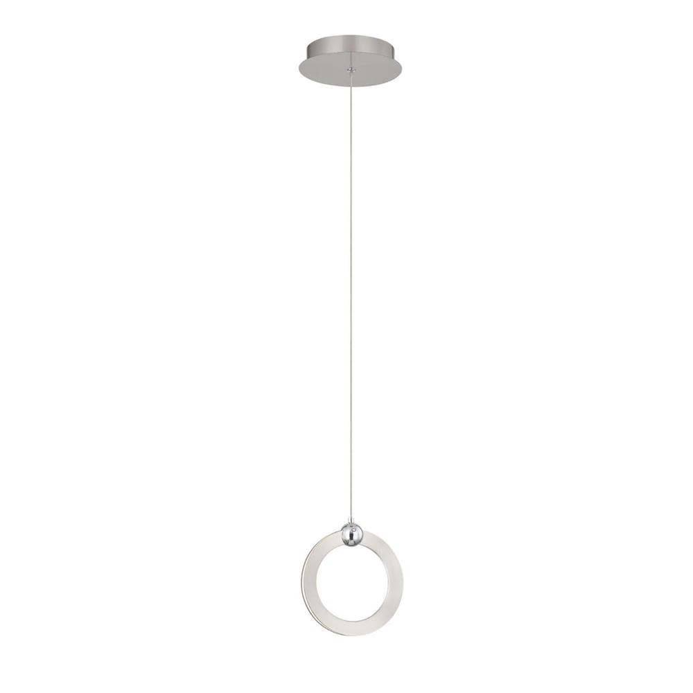 Justice Design NSH-8129-NCCR Hermosa LED 1-Light Mini-Pendant in Brushed Nickel w/ Chrome Accents (NCCR)