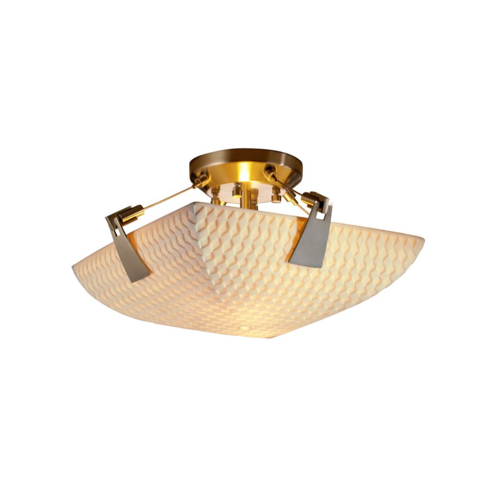 Justice Design Group PNA-9630-25-WAVE-DBRZ-LED2-2000 Porcelina 14" Bowl LED Semi Flush Mount with Tapered Clips in Dark Bronze