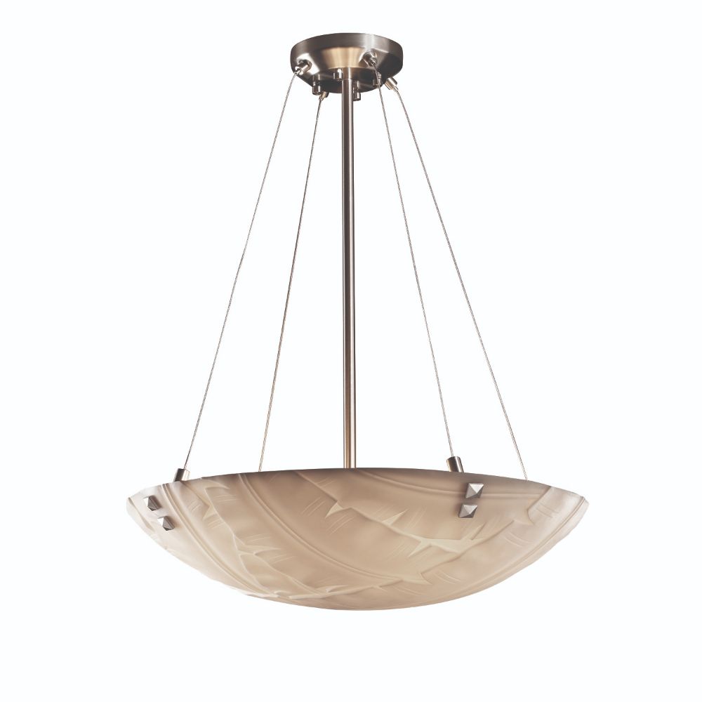 Justice Design Group PNA-9661-25-WAVE-DBRZ-F3-LED3-3000 Porcelina 18" Bowl LED Pendant with Pair Square with Points Finials in Dark Bronze