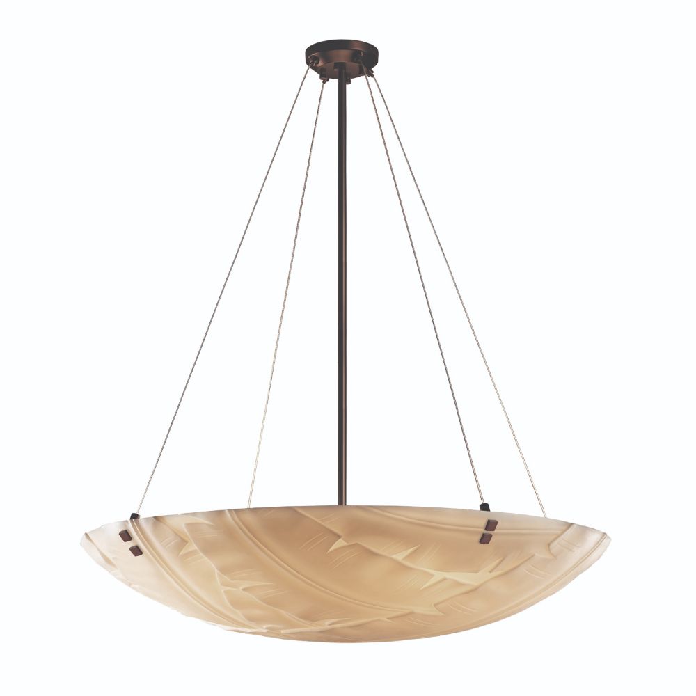 Justice Design Group PNA-9667-35-BMBO-DBRZ-F3 Porcelina 48" Bowl Pendant with Pair Square Points Finials in Dark Bronze