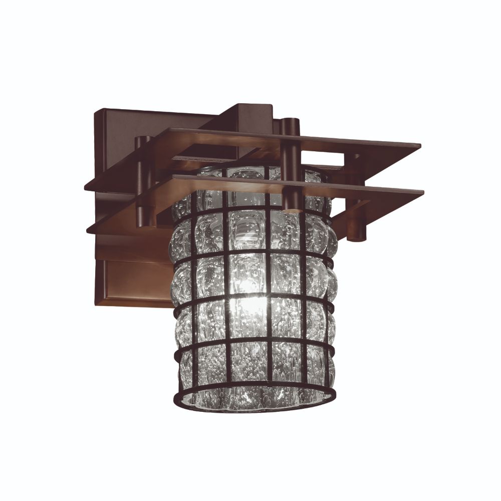 Justice Design Group WGL-8171-10-SWCB-CROM Wire Glass Metropolis 1 Light Wall Sconce with 2 Flat Bars in Polished Chrome