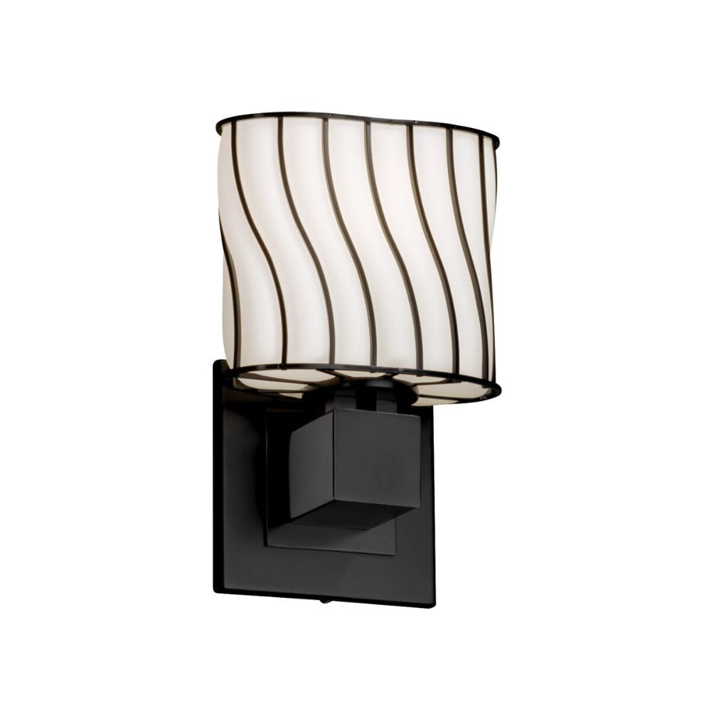 Justice Design Group WGL-8707-30-GRCB-CROM Wire Glass Aero ADA 1 Light No Arms Wall Sconce in Polished Chrome