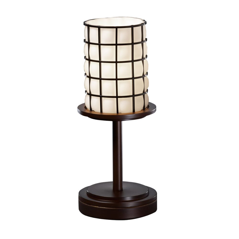 Justice Design Group WGL-8798-10-GRCB-NCKL Wire Glass Dakota 1 Light Short Table Lamp in Brushed Nickel