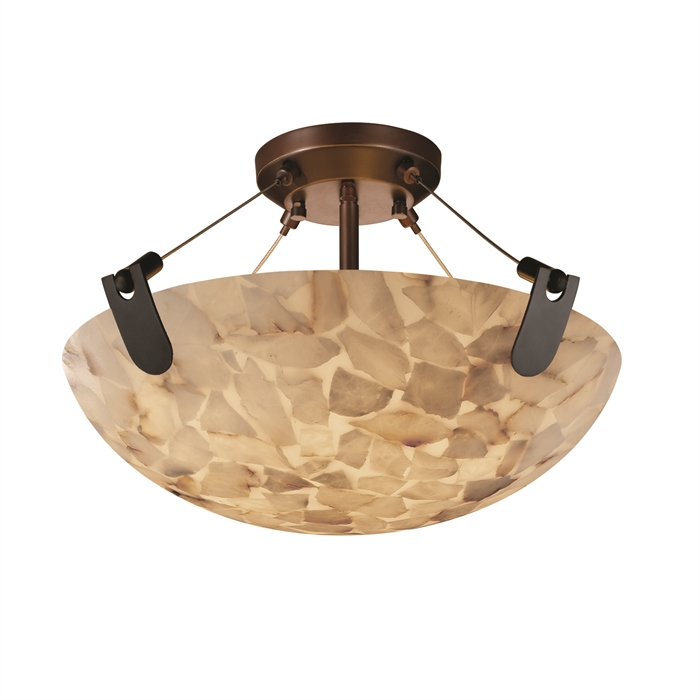 Justice Design Group ALR-9611-35-DBRZ-LED3-3000 18" Semi-Flush Bowl W/ U-Clips - LED in Dark Bronze