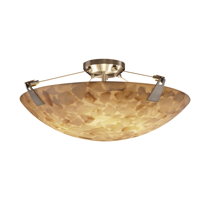 Justice Design Group ALR-9632-35-NCKL 24" Semi-Flush Bowl W/ Tapered Clips in Brushed Nickel