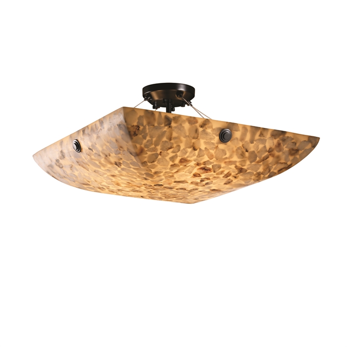 Justice Design Group ALR-9651-25-DBRZ-F1-LED3-3000 18" Semi-Flush Bowl W/ PAIR CYLINDRICAL FINIALS - LED in Dark Bronze