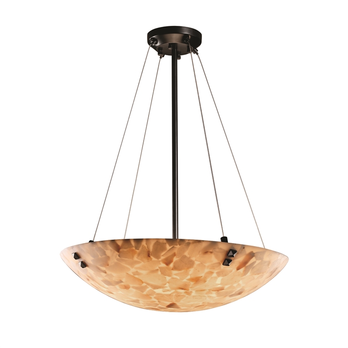 Justice Design Group ALR-9662-35-DBRZ-F1 24" Pendant Bowl W/ Pair Cylindrical Finials in Dark Bronze