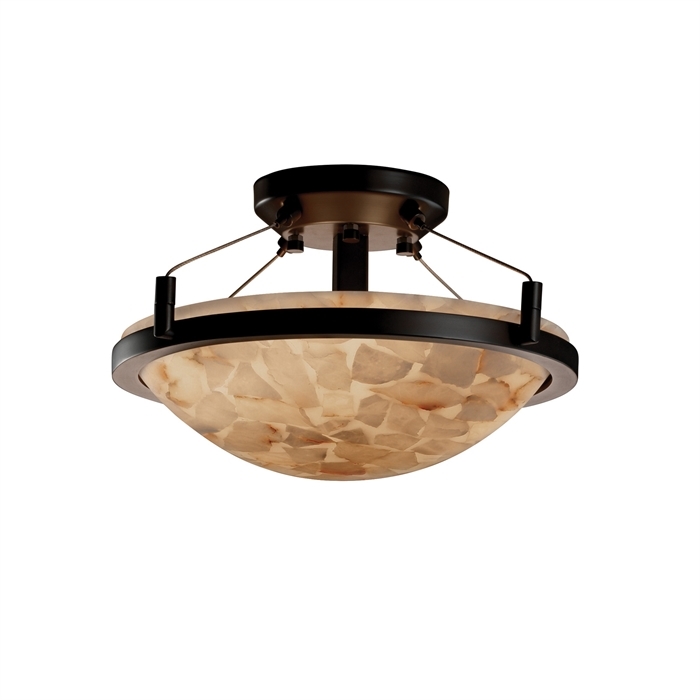 Justice Design Group ALR-9680-35-DBRZ-LED2-2000 14" Round Semi-Flush Bowl W/ Ring - LED in Dark Bronze