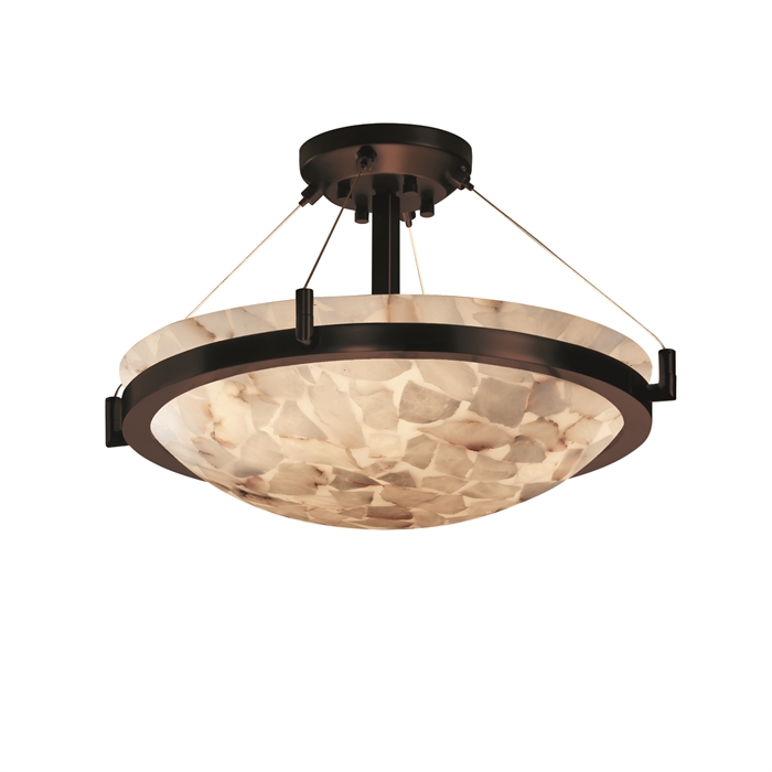 Justice Design Group ALR-9681-35-DBRZ-LED3-3000 18" Round Semi-Flush Bowl W/ Ring - LED in Dark Bronze