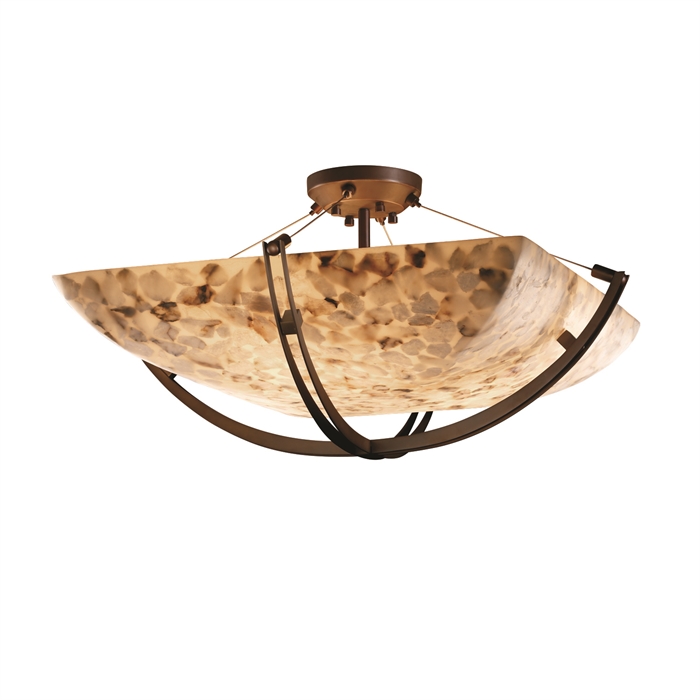 Justice Design Group ALR-9714-25-DBRZ-LED6-6000 36" Semi-Flush Bowl W/ Crossbar - LED in Dark Bronze