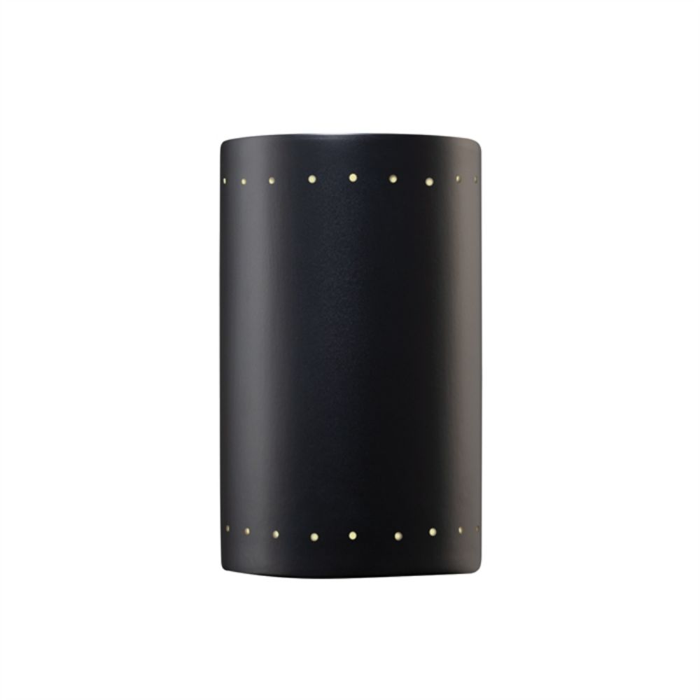 Justice Design Group CER-0990-CKS-LED1-1000 Small LED Cylinder W/ Perfs - Closed Top in Sienna Brown Crackle
