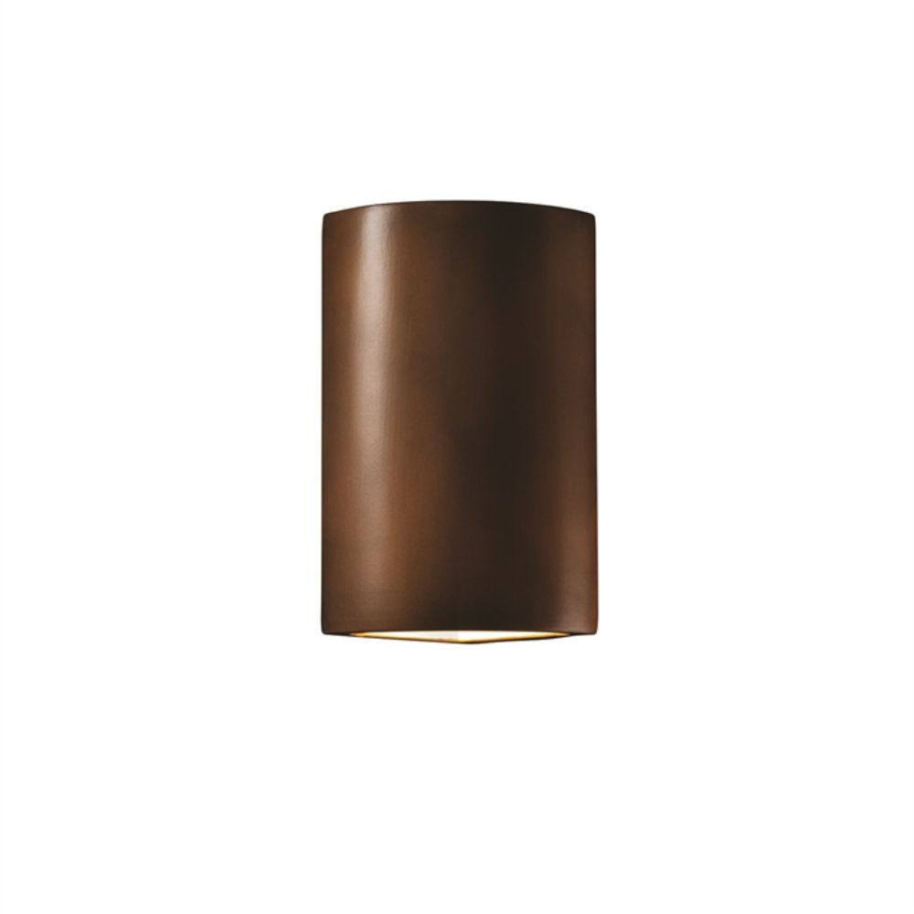 Justice Design Group CER-1885-ANTC-LED1-1000 Cylinder LED Corner Sconce in Antique Copper