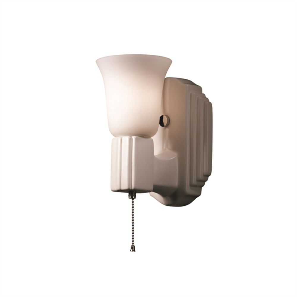 Justice Design Group CER-7111-BIS-LED1-700 Deco LED Rectangle W/ Uplight Glass Shade in Bisque