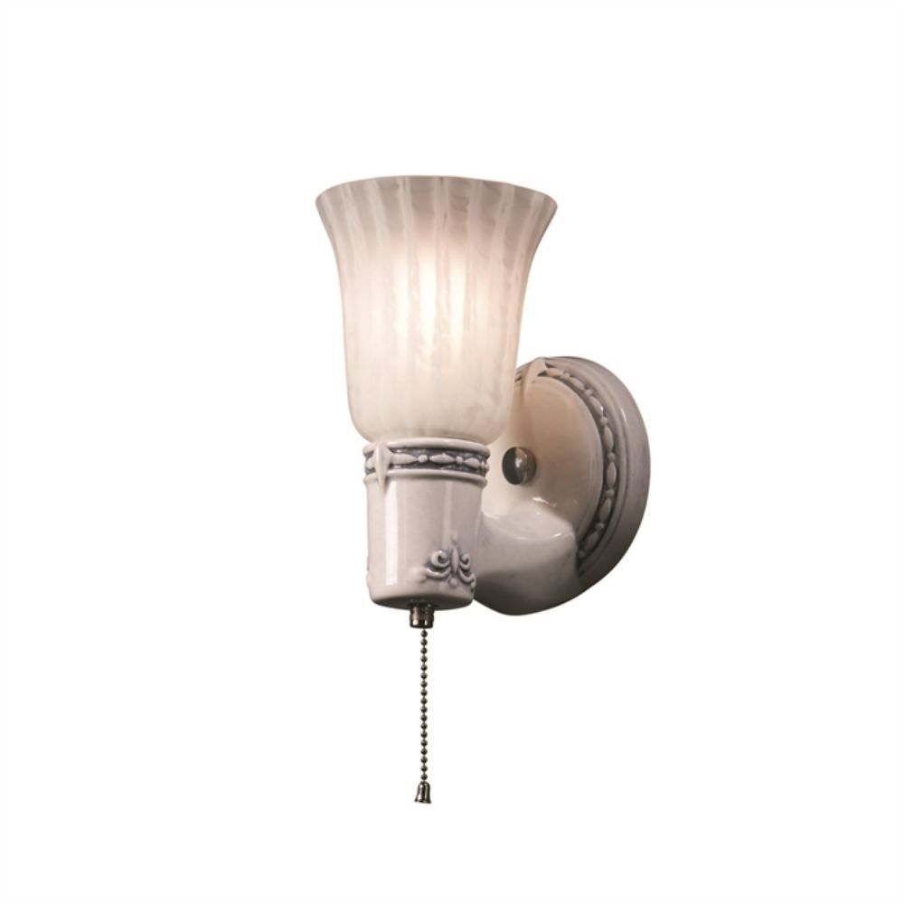 Justice Design Group CER-7131-BSH Vintage Round W/ Uplight Glass Shade in Gloss Blush