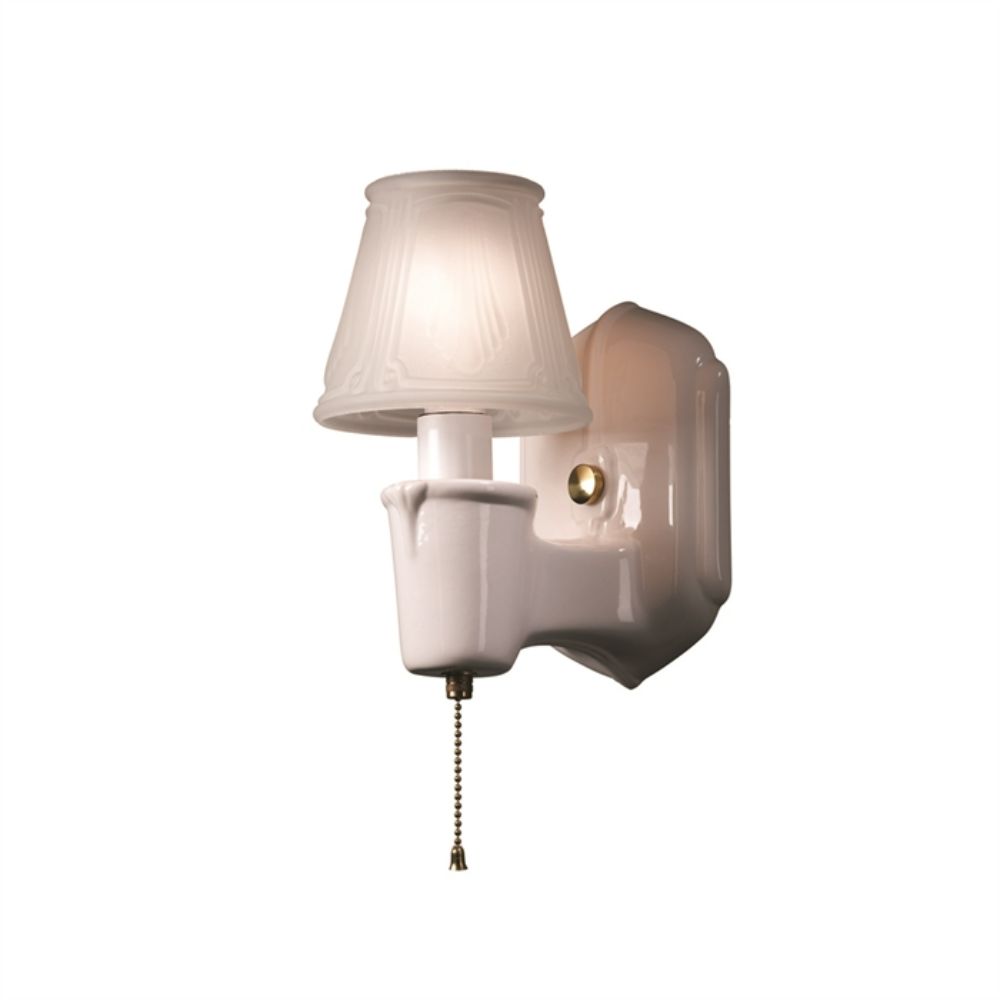 Justice Design Group CER-7150-BIS Chateau Single-Arm W/ Clip-On Glass Shade in Bisque