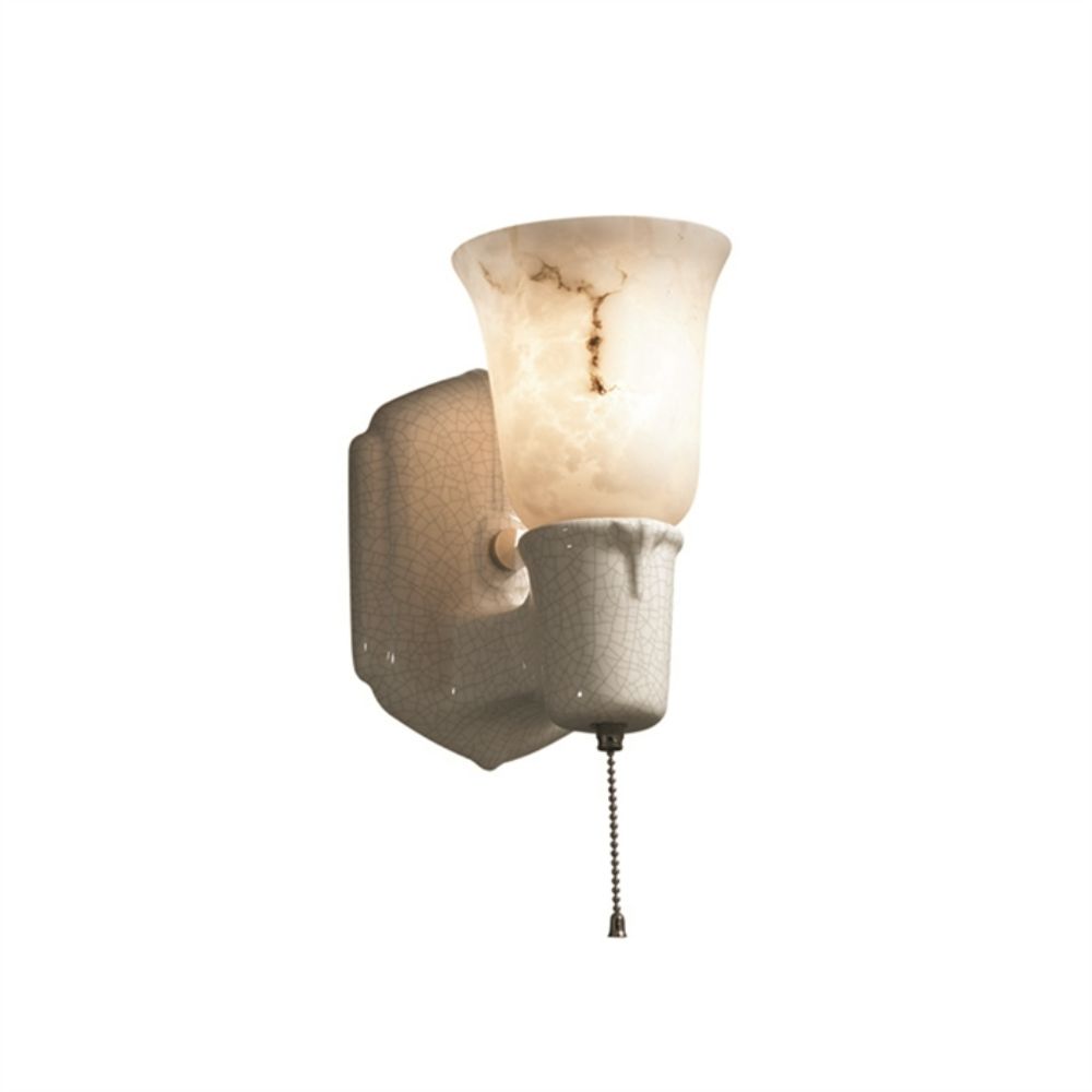 Justice Design Group CER-7151-PWGN-LED1-700 Chateau LED Single-Arm W/ Uplight Glass Shade in Pewter Green