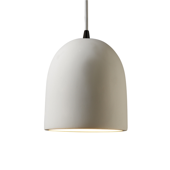 Justice Design Group CER-9610-BIS-MBLK-WTCD Small Bell Pendant in Bisque